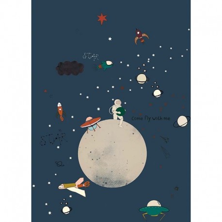 Mural Decorativo Planeta, astronautas, cohetes ref. 557435